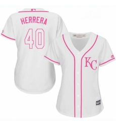 Womens Majestic Kansas City Royals 40 Kelvin Herrera Replica White Fashion Cool Base MLB Jersey