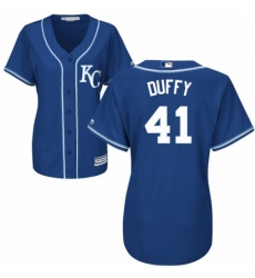 Womens Majestic Kansas City Royals 41 Danny Duffy Authentic Blue Alternate 2 Cool Base MLB Jersey