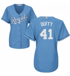 Womens Majestic Kansas City Royals 41 Danny Duffy Replica Light Blue Alternate 1 Cool Base MLB Jersey
