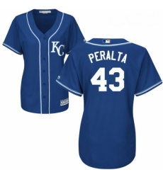 Womens Majestic Kansas City Royals 43 Wily Peralta Authentic Blue Alternate 2 Cool Base MLB Jersey 