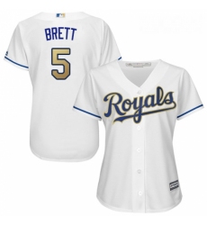 Womens Majestic Kansas City Royals 5 George Brett Replica White Home Cool Base MLB Jersey