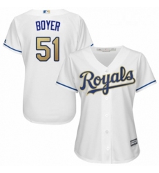 Womens Majestic Kansas City Royals 51 Blaine Boyer Authentic White Home Cool Base MLB Jersey 