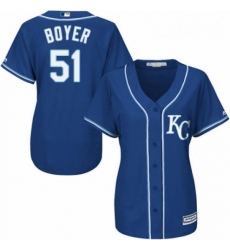 Womens Majestic Kansas City Royals 51 Blaine Boyer Replica Blue Alternate 2 Cool Base MLB Jersey 