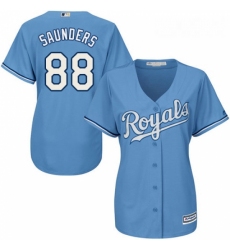 Womens Majestic Kansas City Royals 88 Michael Saunders Authentic Light Blue Alternate 1 Cool Base MLB Jersey 
