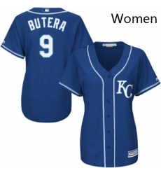 Womens Majestic Kansas City Royals 9 Drew Butera Authentic Blue Alternate 2 Cool Base MLB Jersey 