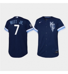 Youth Kansas City Royals 7 Bobby Witt Jr  2022 Navy City Connect Stitched Baseball Jersey