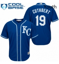 Youth Majestic Kansas City Royals 19 Cheslor Cuthbert Authentic Blue Alternate 2 Cool Base MLB Jersey 