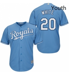 Youth Majestic Kansas City Royals 20 Frank White Replica Light Blue Alternate 1 Cool Base MLB Jersey