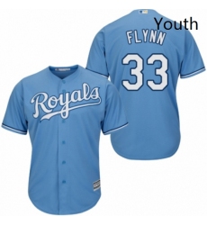 Youth Majestic Kansas City Royals 33 Brian Flynn Authentic Light Blue Alternate 1 Cool Base MLB Jersey 