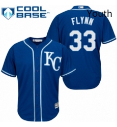 Youth Majestic Kansas City Royals 33 Brian Flynn Replica Blue Alternate 2 Cool Base MLB Jersey 