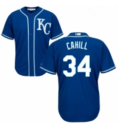 Youth Majestic Kansas City Royals 34 Trevor Cahill Authentic Blue Alternate 2 Cool Base MLB Jersey 