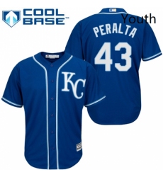 Youth Majestic Kansas City Royals 43 Wily Peralta Replica Blue Alternate 2 Cool Base MLB Jersey 