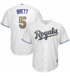 Youth Majestic Kansas City Royals 5 George Brett Authentic White Home Cool Base MLB Jersey