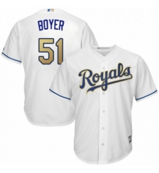 Youth Majestic Kansas City Royals 51 Blaine Boyer Replica White Home Cool Base MLB Jersey 