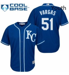 Youth Majestic Kansas City Royals 51 Jason Vargas Authentic Blue Alternate 2 Cool Base MLB Jersey 