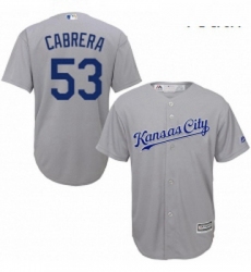 Youth Majestic Kansas City Royals 53 Melky Cabrera Authentic Grey Road Cool Base MLB Jersey 