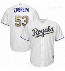 Youth Majestic Kansas City Royals 53 Melky Cabrera Replica White Home Cool Base MLB Jersey 
