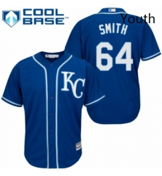 Youth Majestic Kansas City Royals 64 Burch Smith Authentic Blue Alternate 2 Cool Base MLB Jersey 