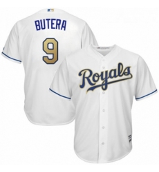 Youth Majestic Kansas City Royals 9 Drew Butera Authentic White Home Cool Base MLB Jersey 