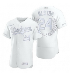 Dodgers 24 Walter Alston White Nike Flexbase Fashion Jersey