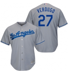 Dodgers 27 Alex Verdugo Grey New Cool Base Stitched Baseball Jersey