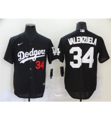 Dodgers 34 Fernando Valenzuela Black 2020 Nike Cool Base Jersey