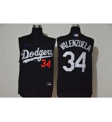 Dodgers 34 Fernando Valenzuela Black Nike Cool Base Sleeveless Jersey