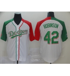 Dodgers 42 Jackie Robinson White Mexican Heritage Culture Night Jersey Mexico