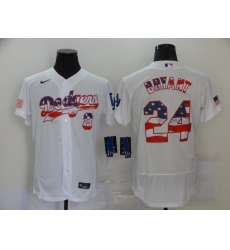 Dodgers 8  26 24 Kobe Bryant White USA Flag Fashion Nike Cool Base Jersey