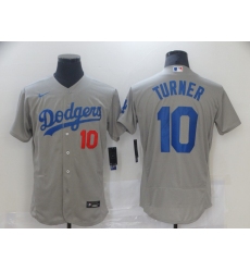 Los Angeles Dodgers 10 Justin Turner Gray 2020 Nike Flexbase Jersey