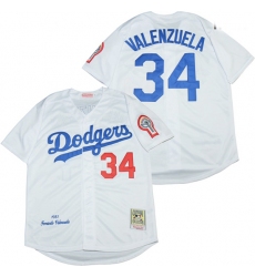 Los Angeles Dodgers 34 Fernando Valenzuela White 1981 Cooperstown Collection Jersey