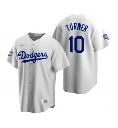 Men Brooklyn Los Angeles Dodgers 10 Justin Turner White 2020 World Series Champions Cooperstown Collection Jersey