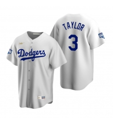 Men Brooklyn Los Angeles Dodgers 3 Chris Taylor White 2020 World Series Champions Cooperstown Collection Jersey