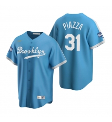 Men Brooklyn Los Angeles Dodgers 31 Mike Piazza Light Blue 2020 World Series Champions Cooperstown Collection Jersey