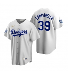 Men Brooklyn Los Angeles Dodgers 39 Roy Campanella White 2020 World Series Champions Cooperstown Collection Jersey