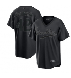 Men Brooklyn Los Angeles Dodgers 42 Jackie Robinson Black Pitch Black Fashion Replica Stitched Jersey