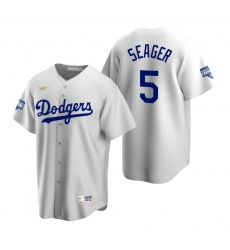 Men Brooklyn Los Angeles Dodgers 5 Corey Seager White 2020 World Series Champions Cooperstown Collection Jersey
