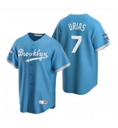 Men Brooklyn Los Angeles Dodgers 7 Julio Urias Light Blue 2020 World Series Champions Cooperstown Collection Jersey