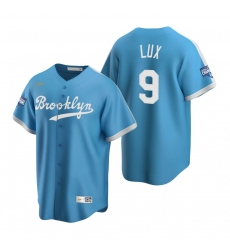 Men Brooklyn Los Angeles Dodgers 9 Gavin Lux Light Blue 2020 World Series Champions Cooperstown Collection Jersey