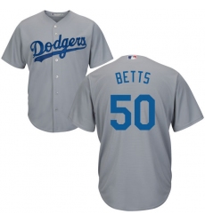 Men Dodgers #50 Mookie Betts Gray Cool Base Jersey