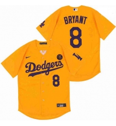 Men Dodgers 8 Kobe Bryant Yellow Cool Base Stitched MLB Jersey