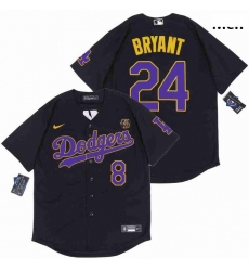 Men Dodgers Front 8 Back 24 Kobe Bryant Black Purple Cool Base Stitched MLB Jersey