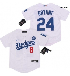 Men Dodgers Front 8 Back 24 Kobe Bryant White Cool Base Stitched MLB Jersey