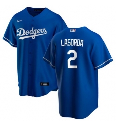 Men LA Los Angeles Dodgers 2 Tommy Lasorda Blue Cool Base Jersey