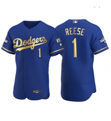 Men Los Angeles Dodgers 1 Pee Wee Reese Men Nike Authentic 2021 Gold Program World Series Champions MLB Jersey Royal
