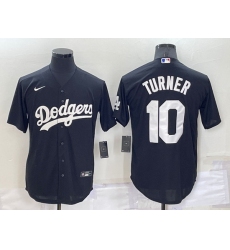Men Los Angeles Dodgers 10 Justin Turner Black Cool Base Stitched Jersey