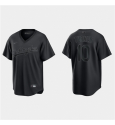 Men Los Angeles Dodgers 10 Justin Turner Black Pitch Black Fashion Replica Stitched Jersey
