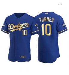 Men Los Angeles Dodgers 10 Justin Turner Men Nike Authentic 2021 Gold Program World Series Champions MLB Jersey Royal