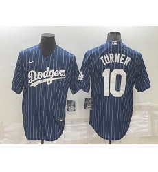 Men Los Angeles Dodgers 10 Justin Turner Navy Cool Base Stitched Baseball Jersey