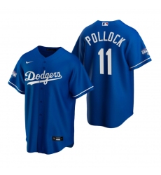Men Los Angeles Dodgers 11 A J  Pollock Royal 2020 World Series Champions Replica Jersey